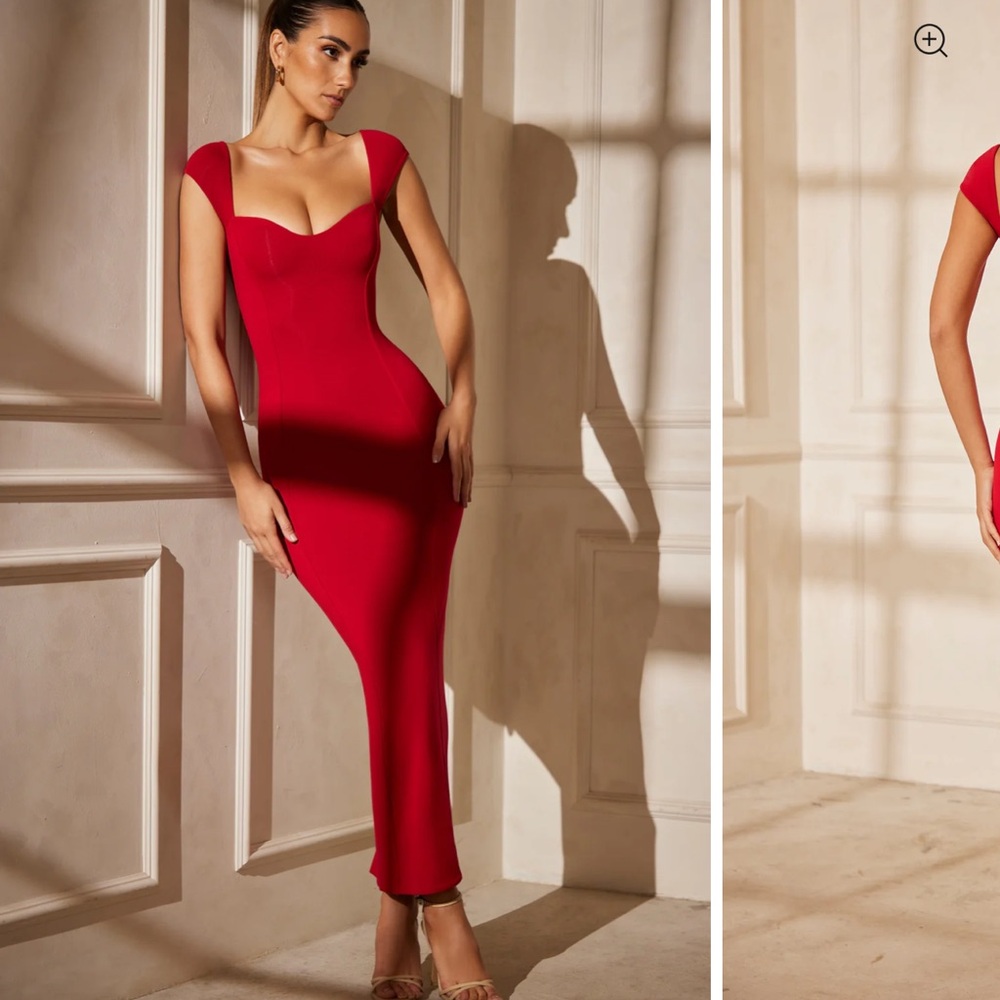 Oh Polly Dolcezza Red Bodycon Maxi Dress